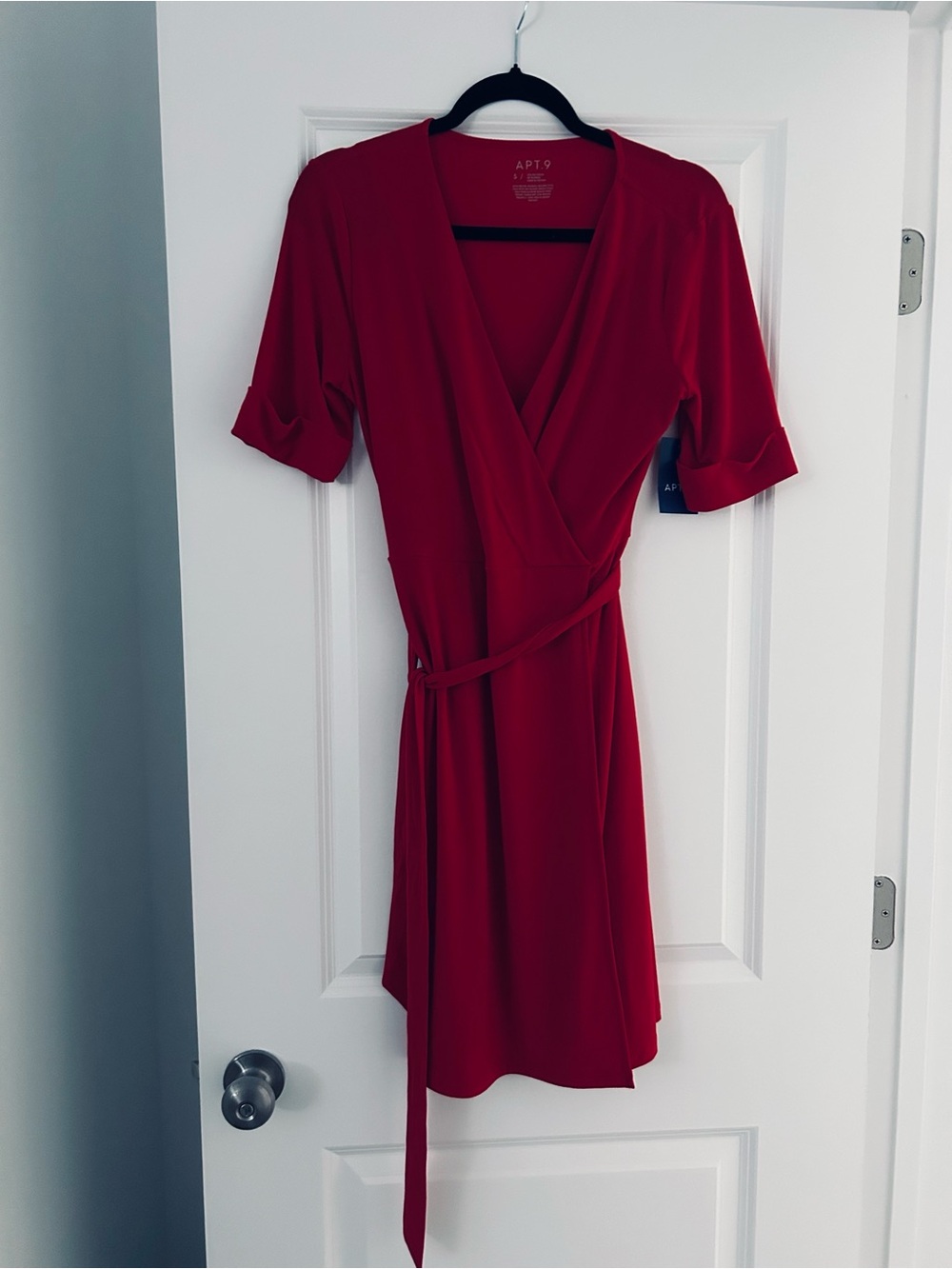 NWTApt. 9 Red Faux Wrap Dress with Waist Tie